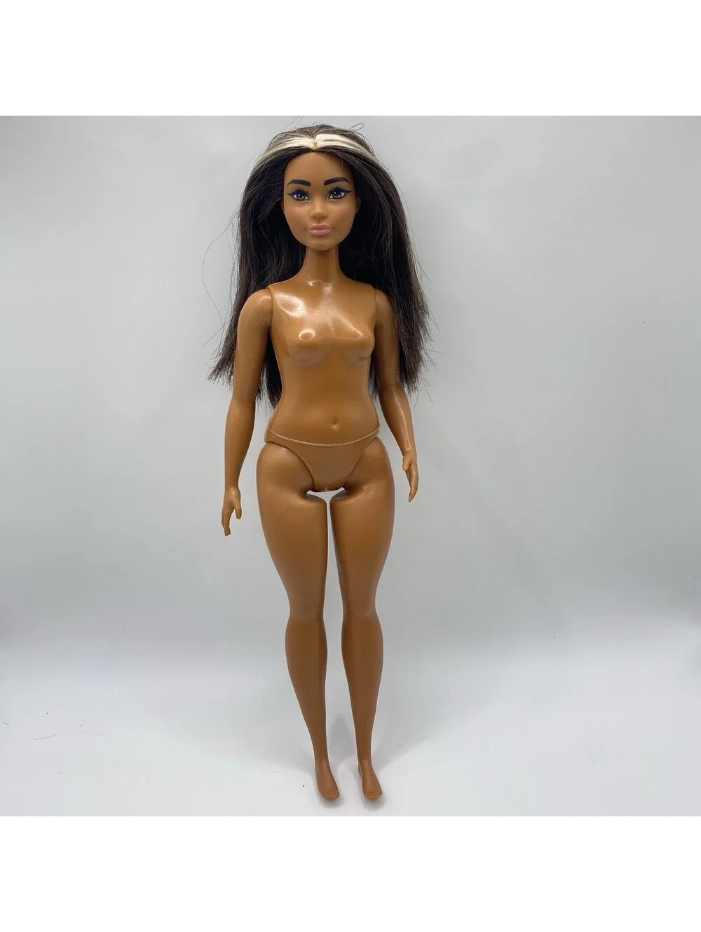 Nude Barbie Fashionistas Doll 179 Curvy Long Highlighted Hair B19